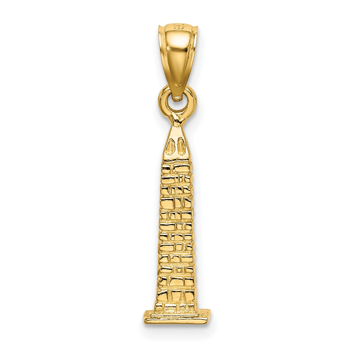 14k Yellow Gold Bunker Hill Monument Pendant, Patriotic Historic Landmark Charm