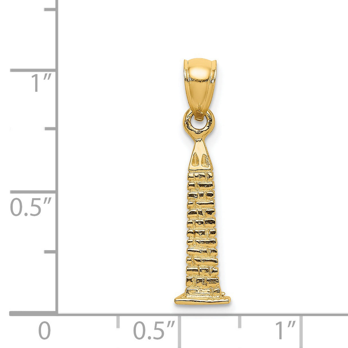 14k Yellow Gold Bunker Hill Monument Pendant, Patriotic Historic Landmark Charm