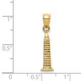 14k Yellow Gold Bunker Hill Monument Pendant, Patriotic Historic Landmark Charm