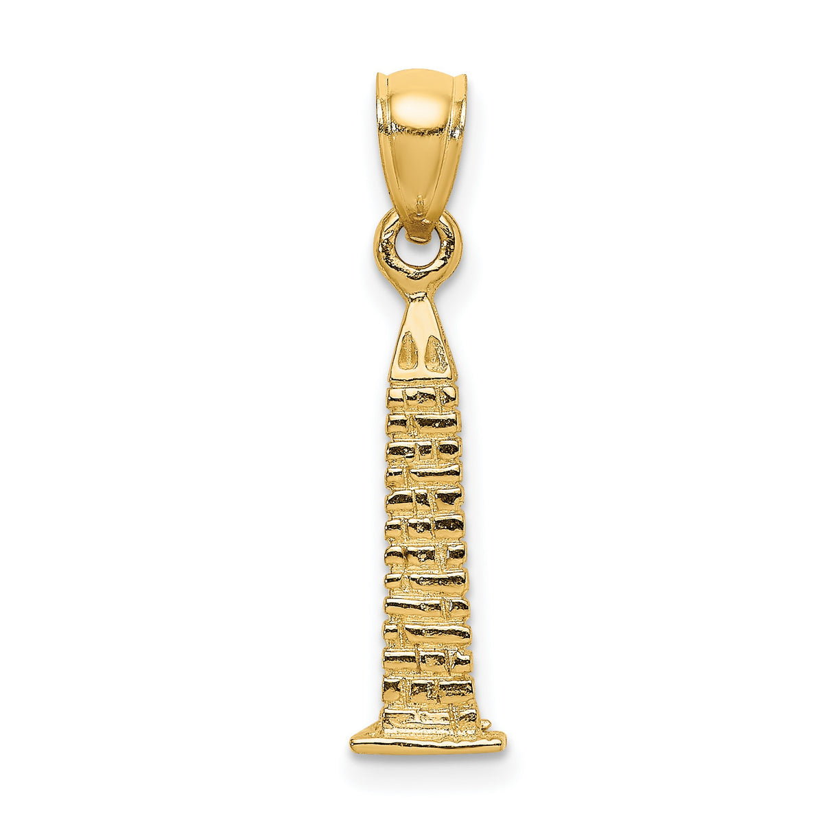 14k Yellow Gold Bunker Hill Monument Pendant, Patriotic Historic Landmark Charm