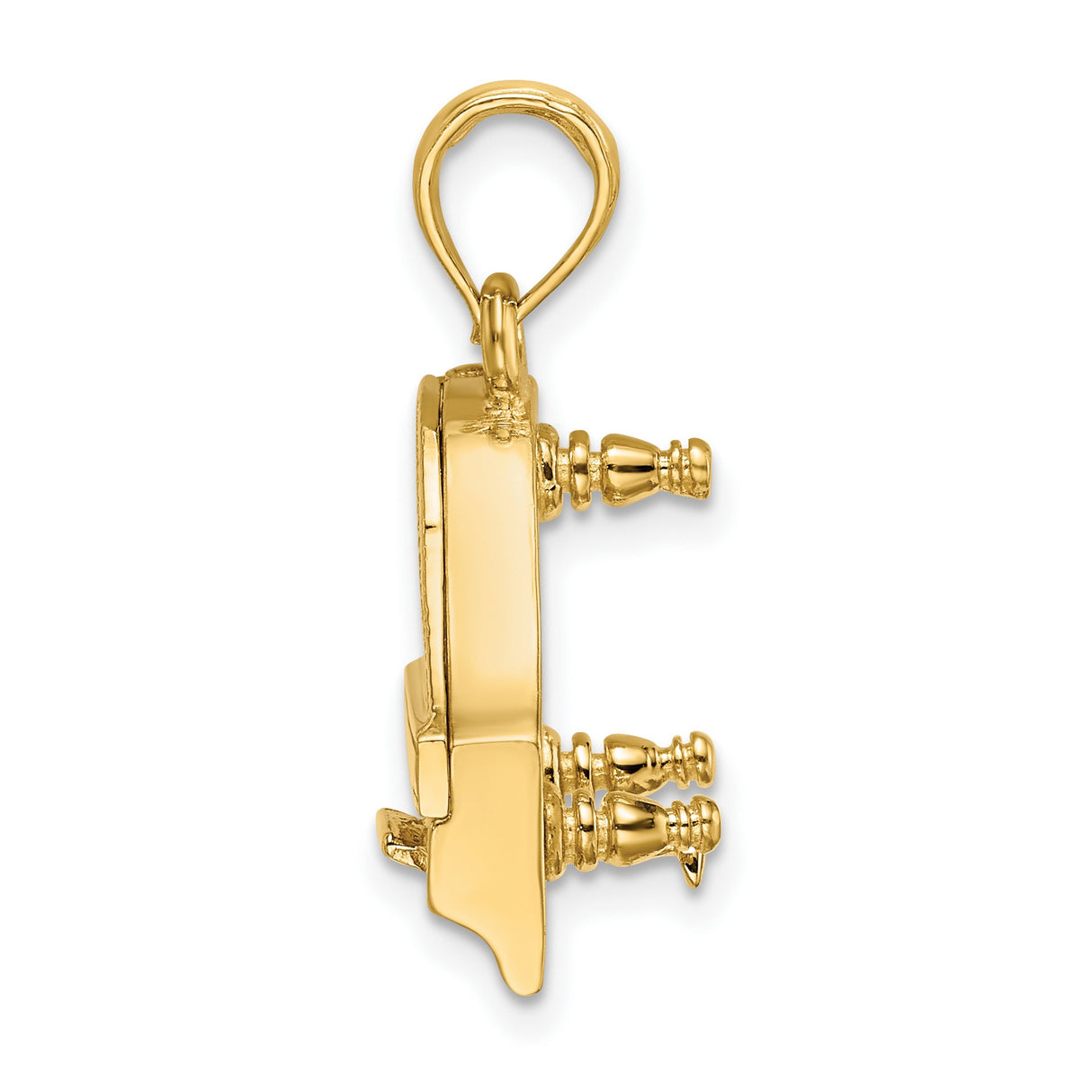 14k Yellow Gold Grand Piano Pendant, Miniature Music Charm with Musical Motif