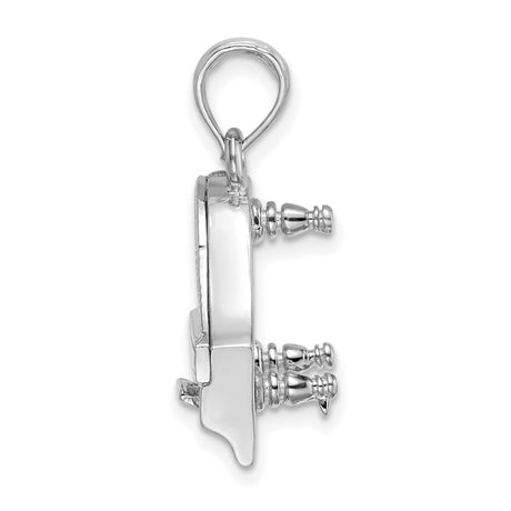 14k White Gold Grand Piano Pendant with Detailed Keyboard Accents, Musical Charm for Pianists