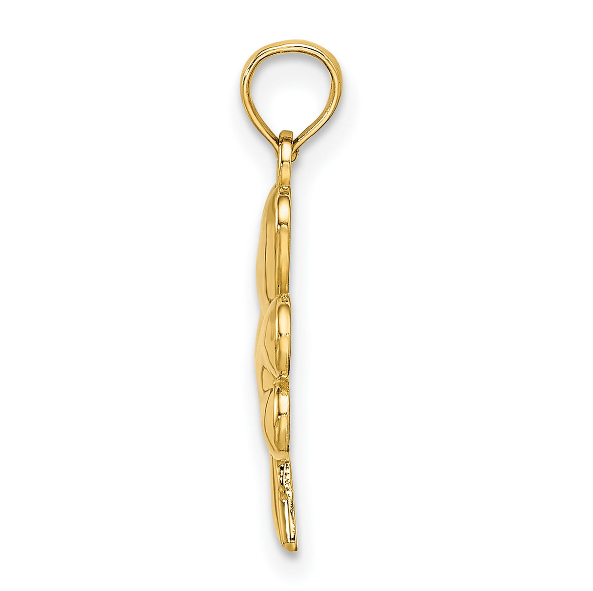 14k Yellow Gold Shamrock Pendant, Three-Leaf Clover Celtic Charm for Women or Unisex Wear