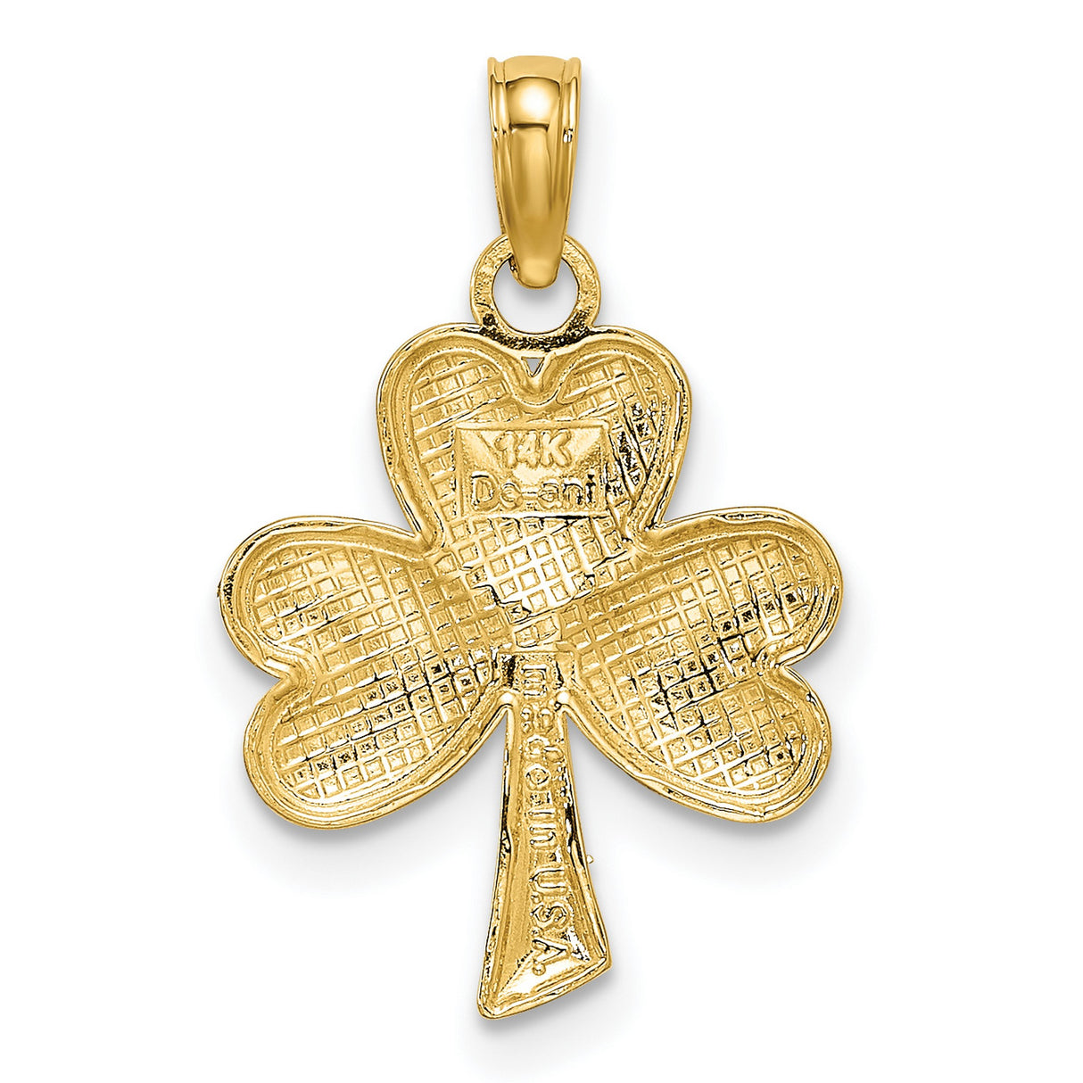 14k Yellow Gold Shamrock Pendant, Three-Leaf Clover Celtic Charm for Women or Unisex Wear