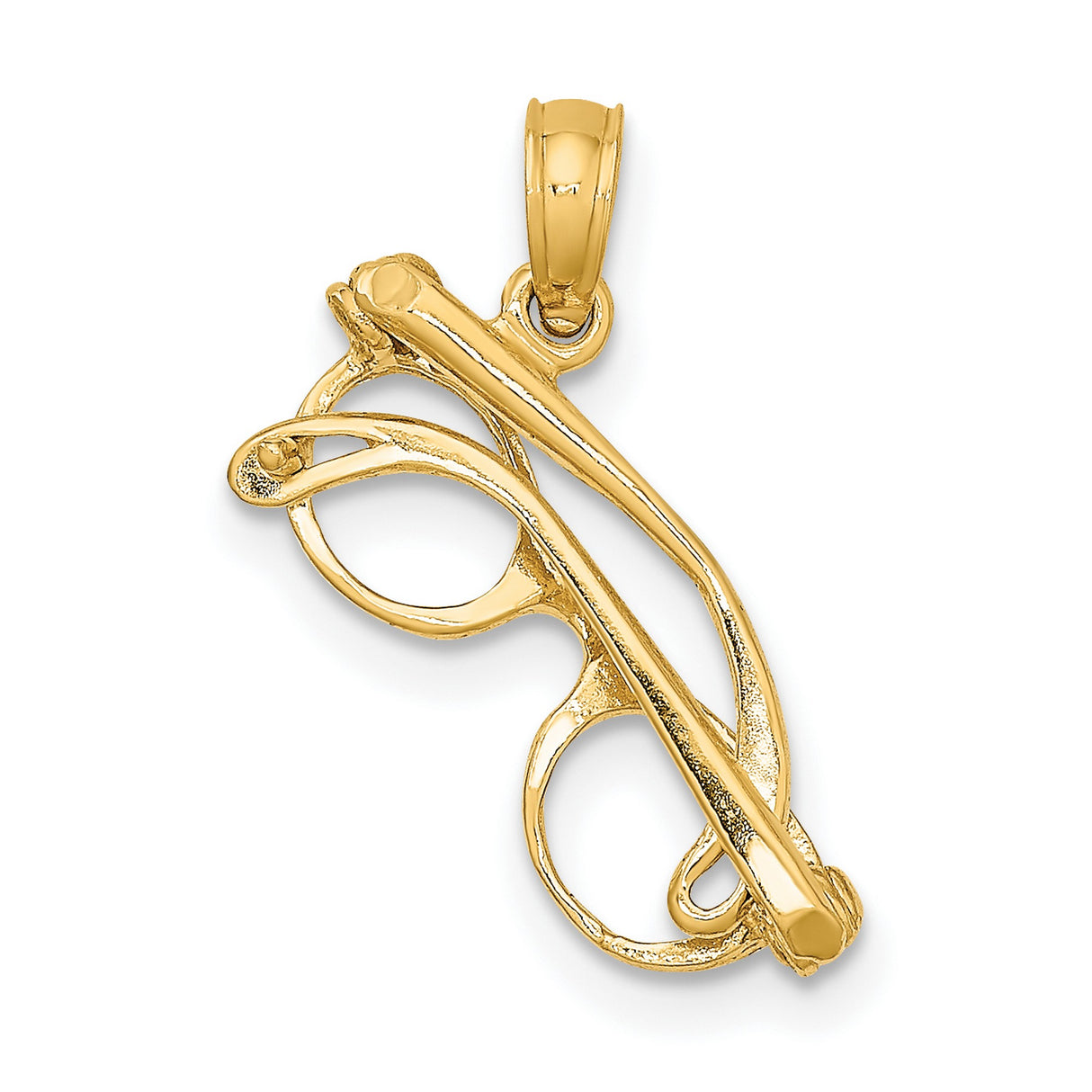 14k Yellow Gold Eyeglasses Pendant, Movable Glasses Charm, Vision Symbol Jewelry, Unisex Design
