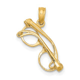 14k Yellow Gold Eyeglasses Pendant, Movable Glasses Charm, Vision Symbol Jewelry, Unisex Design