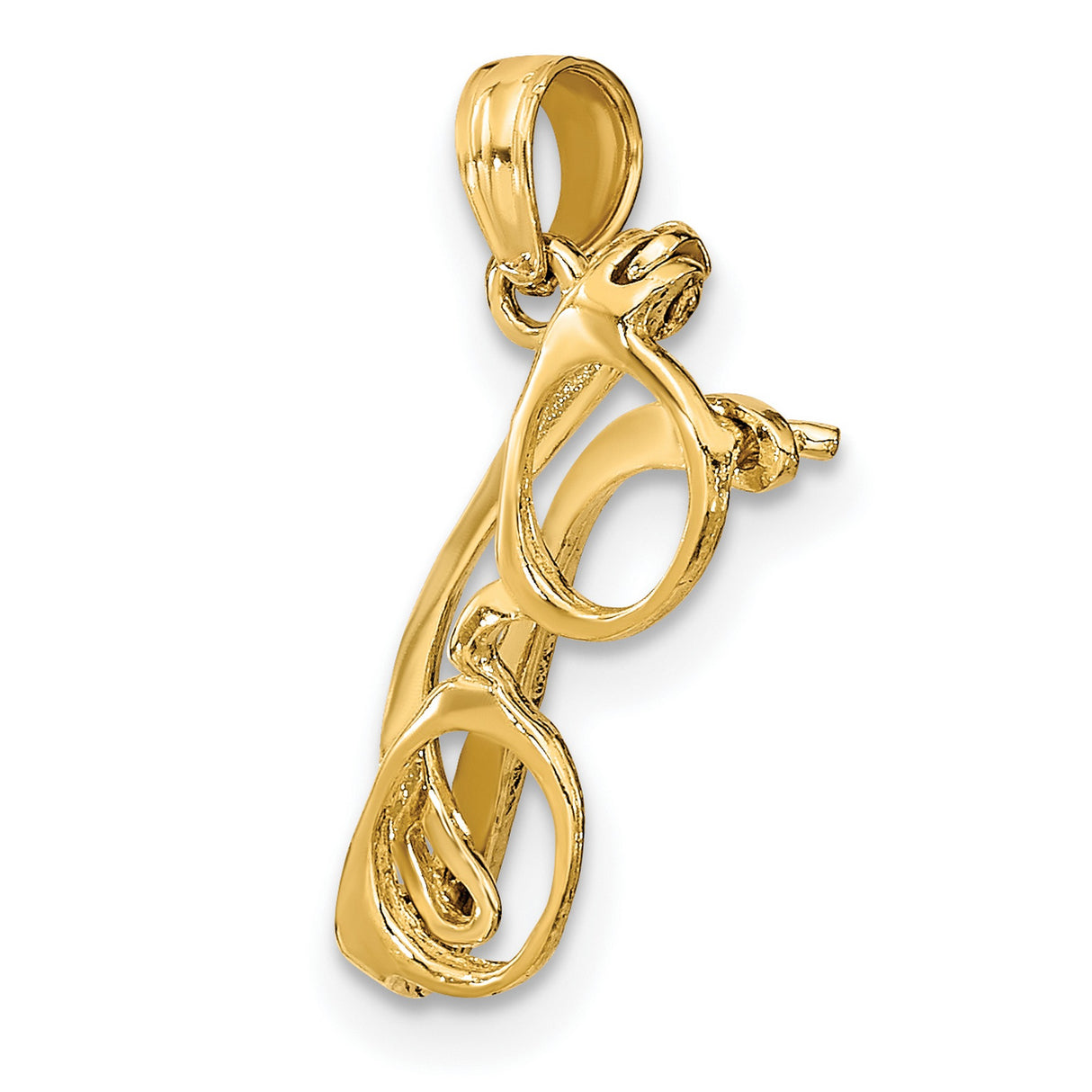14k Yellow Gold Eyeglasses Pendant, Movable Glasses Charm, Vision Symbol Jewelry, Unisex Design