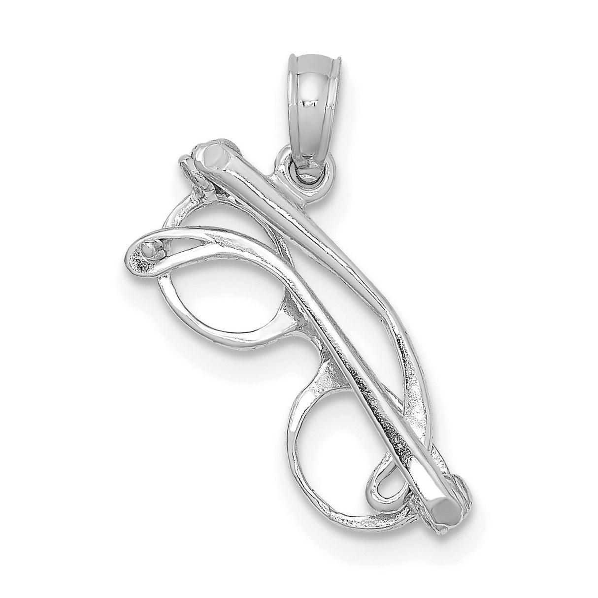 14k White Gold Pendant with Movable Eyeglasses Charm, Vision Symbol Jewelry