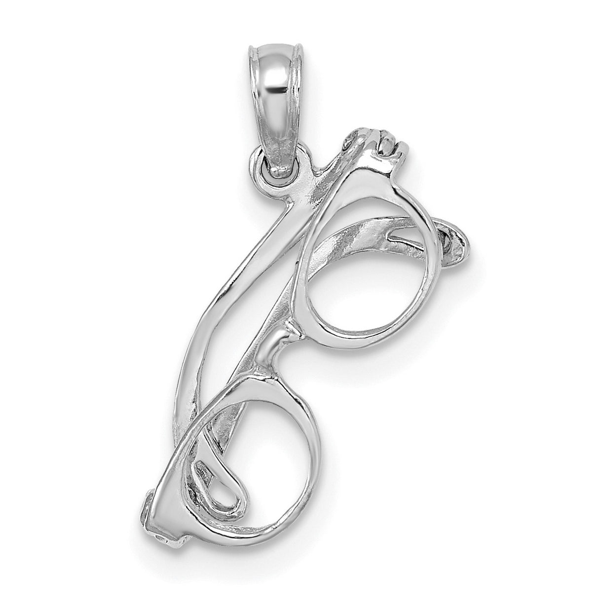 14k White Gold Pendant with Movable Eyeglasses Charm, Vision Symbol Jewelry