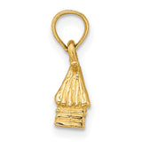14k Yellow Gold Hut Pendant, Log Cabin Charm with Thatched Roof, Rustic Heritage Design