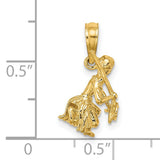 14k Yellow Gold Woman Gardening Pendant, Artisan Farming Charm with Hoe
