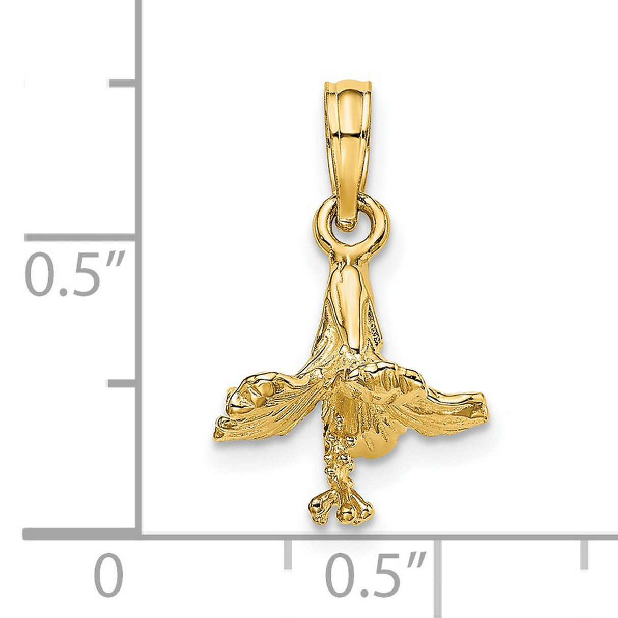14k Yellow Gold Dove Pendant, Outstretched Bird of Peace and Faith, Christian Religious Jewelry