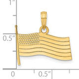 United States American Flag Charm Pendant in Real 14k Yellow Gold