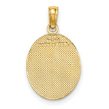 14k Yellow Gold Oval Pendant with Raised Fleur-de-Lis Symbol, French Heritage Design