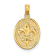 14k Yellow Gold Oval Pendant with Raised Fleur-de-Lis Symbol, French Heritage Design