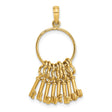 14k Yellow Gold Pendant with Nine Moveable Key Charms Spelling I Love You