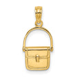 14k Yellow Gold Handbag Pendant, Movable Purse Charm with Detailed Design for Women