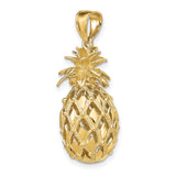 14k Yellow Gold Pineapple Pendant, Tropical Fruit Charm with Detailed Finish