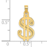14k Yellow Gold Pendant, Dollar Sign Symbol, Bold Urban Streetwear Style for Men