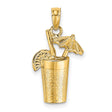 14k Yellow Gold Cocktail Drink Pendant with Umbrella and Lemon Slice, Tropical Beach Theme Charm