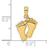 14k Yellow Gold Baby Feet Pendant, Tiny Footprint Charm, Motherhood and Love Keepsake Jewelry