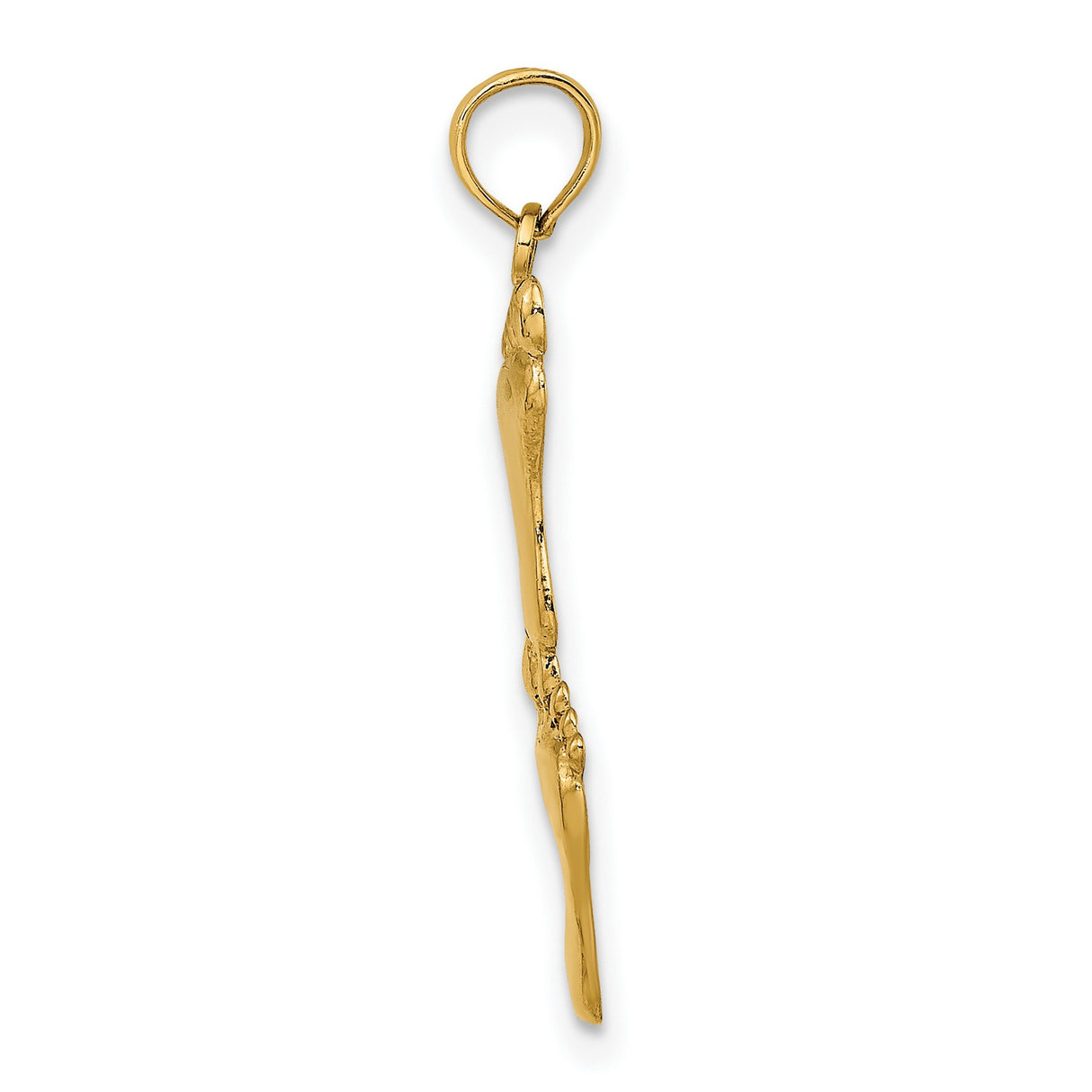 Polished Double Vertical Feet Charm Pendant in Real 14k Yellow Gold