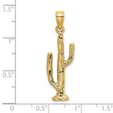 14k Yellow Gold Saguaro Cactus Pendant, Southwestern Desert Motif, Boho Unisex Charm