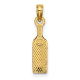 14k Yellow Gold Wine Bottle Pendant Charm with VINO Engraving, Unisex Celebration Theme