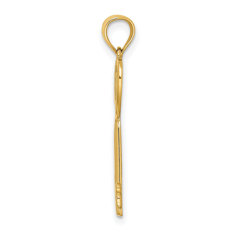 14k Yellow Gold Key Pendant with Dual Heart Design, Romantic Jewelry for Women