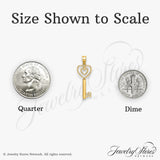 14k Yellow Gold Key Pendant with Dual Heart Design, Romantic Jewelry for Women