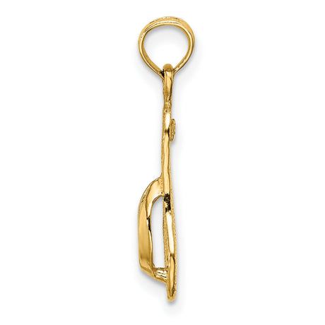 14k Yellow Gold Flip Flop Pendant, Textured Sandal Charm, Beach Style Jewelry for Women