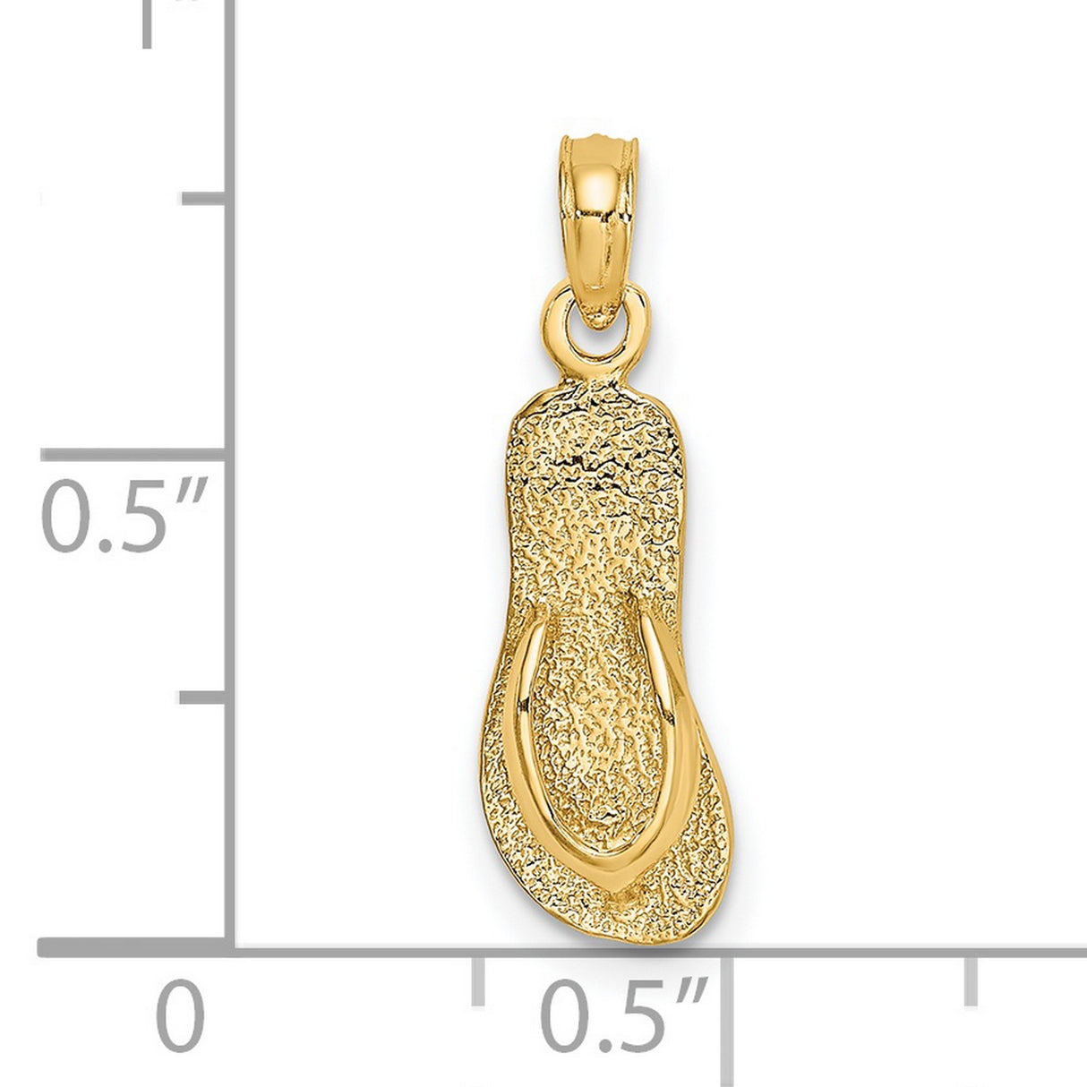 14k Yellow Gold Flip Flop Pendant, Textured Sandal Charm, Beach Style Jewelry for Women