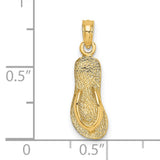 14k Yellow Gold Flip Flop Pendant, Textured Sandal Charm, Beach Style Jewelry for Women