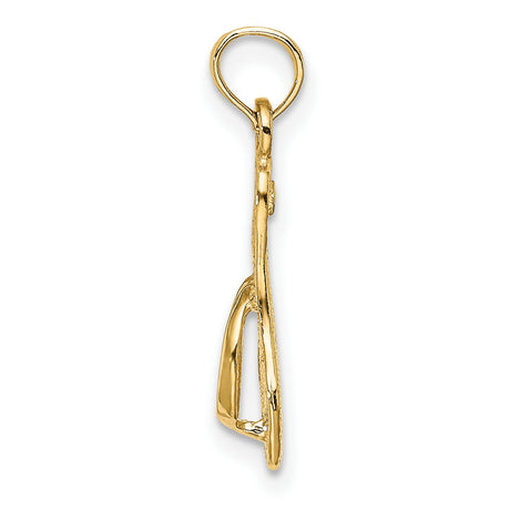 14k Yellow Gold Flip Flop Pendant, Textured Sandal Design, Beach Charm, Ocean Theme Jewelry