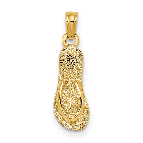 14k Yellow Gold Flip Flop Pendant, Textured Sandal Design, Beach Charm, Ocean Theme Jewelry