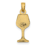 14k Yellow Gold Wine Goblet Pendant Charm, Miniature Celebration Symbol Jewelry