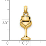 14k Yellow Gold Wine Goblet Pendant Charm, Miniature Celebration Symbol Jewelry