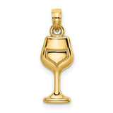 14k Yellow Gold Wine Goblet Pendant Charm, Miniature Celebration Symbol Jewelry