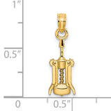 14k Yellow Gold Wine Corkscrew Pendant, Culinary Charm for Wine Lovers, Unisex Jewelry Piece