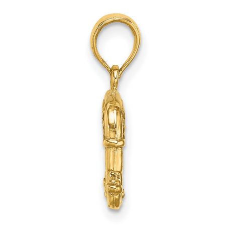 14k Yellow Gold Elephant Pendant with Three Stars, Republican Conservative Jewelry Charm
