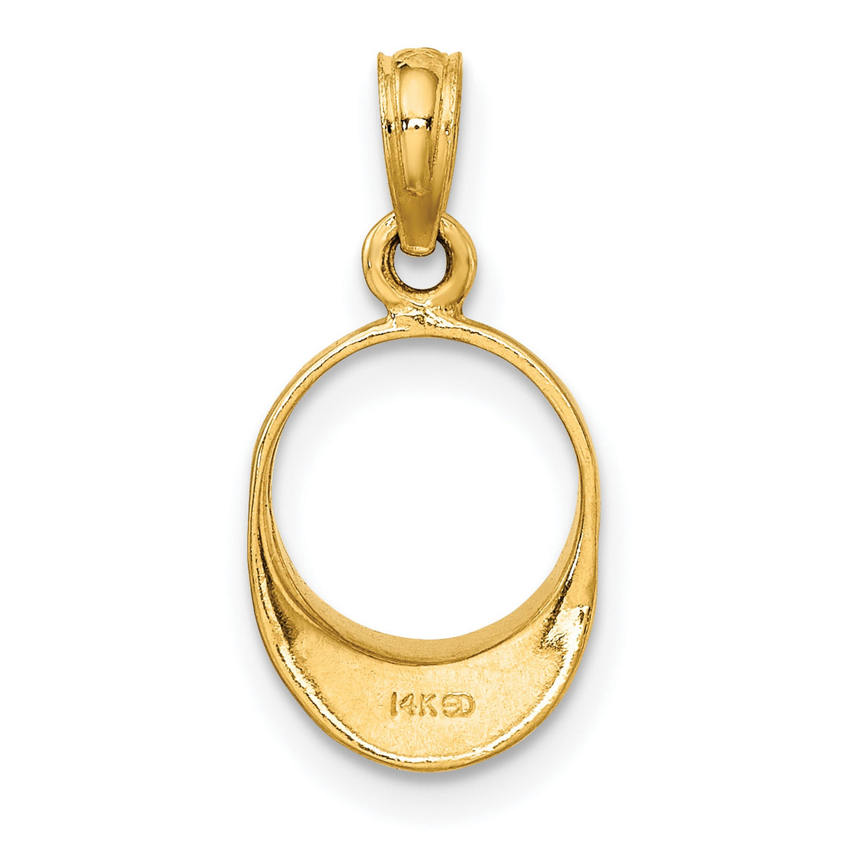 14k Yellow Gold Bishop Ring Pendant, Polished Hollow Center Religious Charm for Women or Unisex