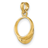 14k Yellow Gold Bishop Ring Pendant, Polished Hollow Center Religious Charm for Women or Unisex