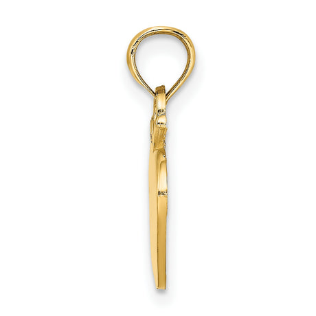 14k Yellow Gold Apple Pendant with Polished Finish and Leaf Detail for Women