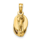 14k Yellow Gold Pulley Charm Pendant with Block and Tackle Detail, Nautical Theme for Men or Unisex
