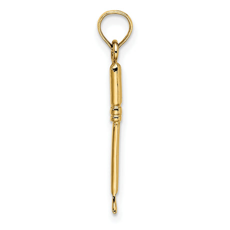 14k Yellow Gold Back Scratcher Pendant, Miniature Claw Charm for Men or Women