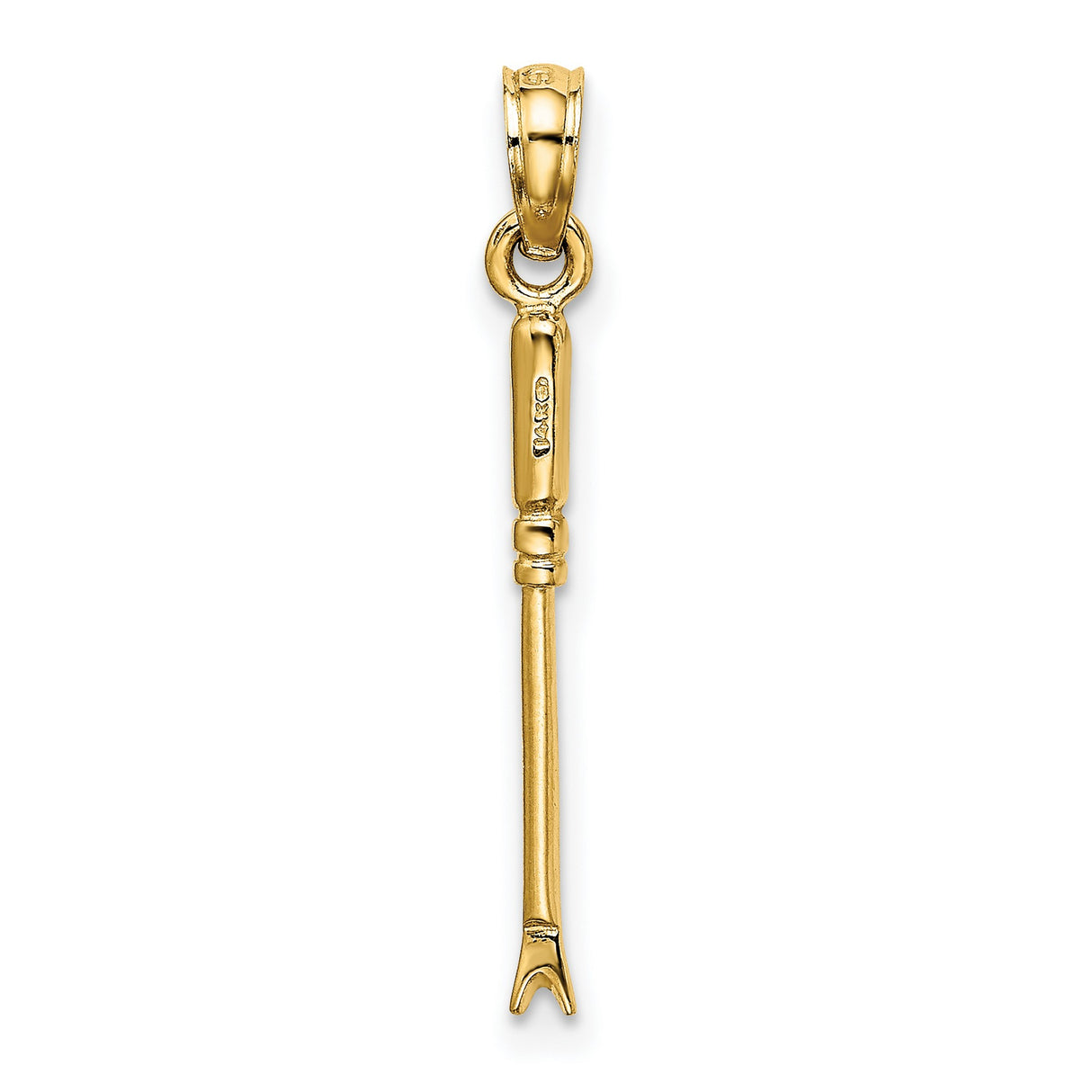 14k Yellow Gold Back Scratcher Pendant, Miniature Claw Charm for Men or Women