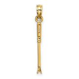 14k Yellow Gold Back Scratcher Pendant, Miniature Claw Charm for Men or Women