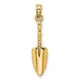 14k Yellow Gold Shovel Pendant, Miniature Spade Charm Symbolizing Hard Work and Growth
