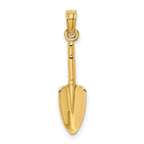 14k Yellow Gold Shovel Pendant, Miniature Spade Charm Symbolizing Hard Work and Growth
