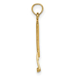 14k Yellow Gold Rake Charm Pendant, Garden Tool Design, Nature and Outdoor Theme